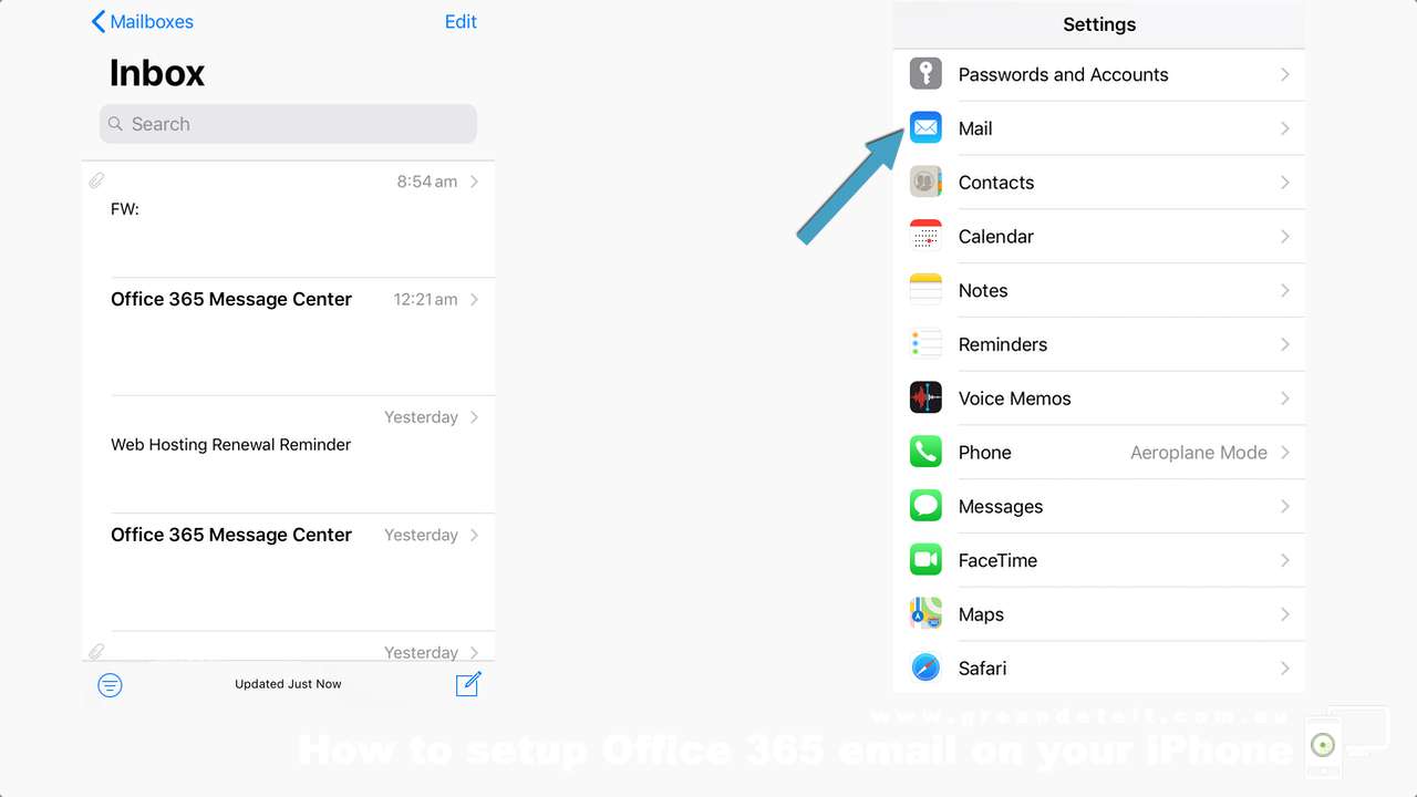 office 365 email settings iphone